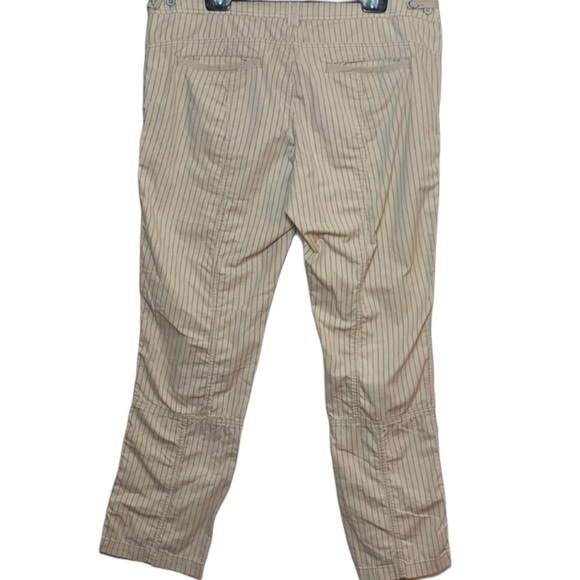 🌸2/$25 Anthro Hei Hei Cream Navy Pinstripe Beachwalker Ankle Length Pants - Picture 4 of 11